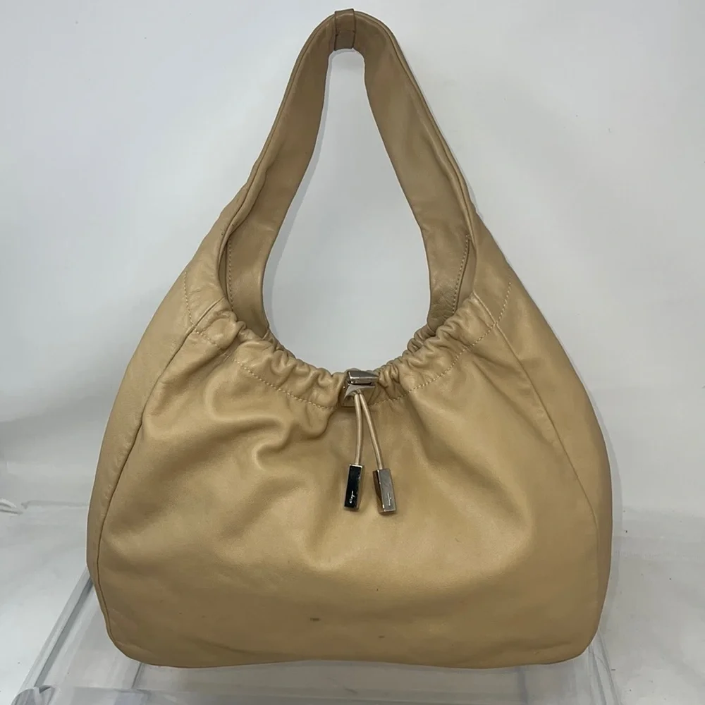 Salvatore Ferragamo Nude Light Weight Soft Leather Shoulder Bag